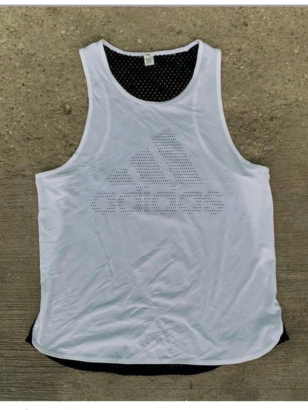 Adidas White Mesh-Underlay Tank Top - Racerback Athletic Top - XS